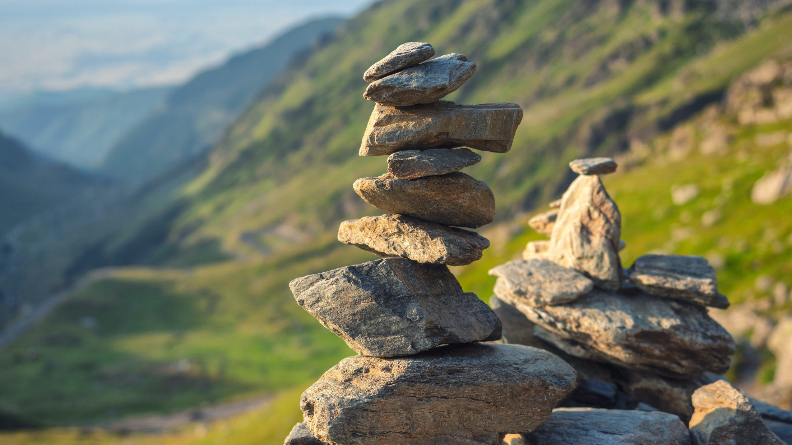 Stone stack with balanced stones